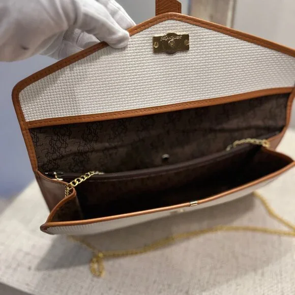 YSL Vintage Woven Leather Clutch with Leather Trim - Picture 4 of 8